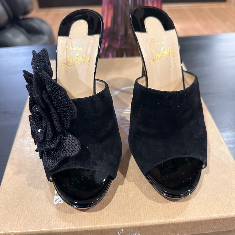 Christian Louboutin Submuline. GORGEOUS heel with single Rose detail. LIMITED.